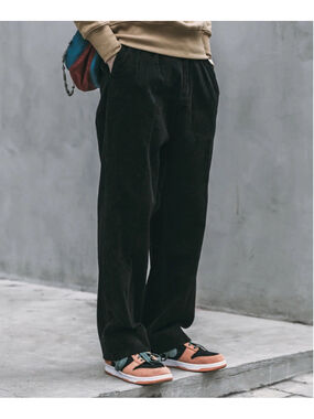 NON STOCK Corduroy L Pants Men Pleated Casual Trousers Loose Workwear